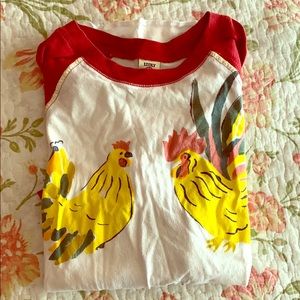 Lucky Brand chicken baseball tee
